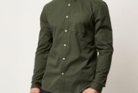 Olive green dress shirt mens