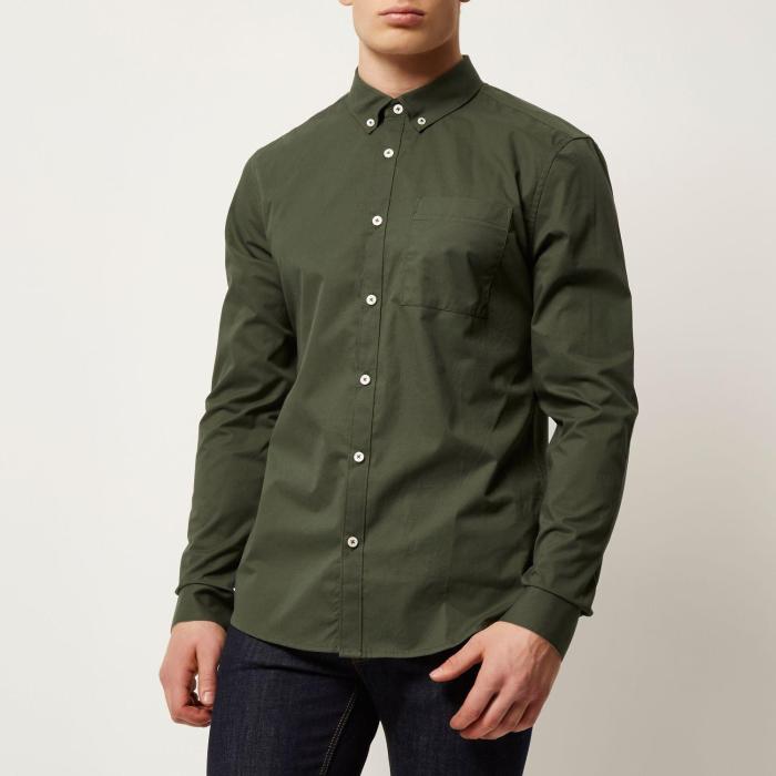 Olive green dress shirt mens