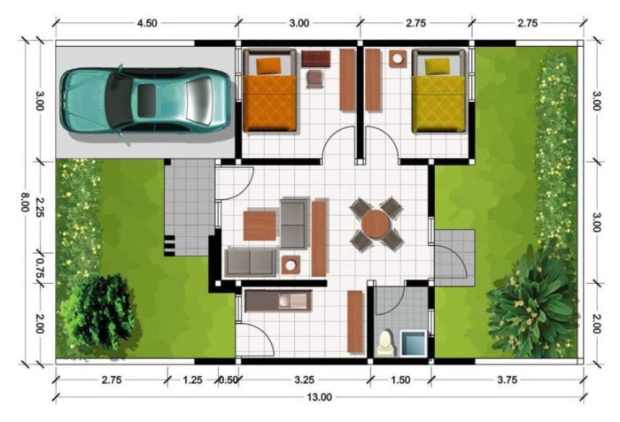 Desain tata ruang rumah type 36